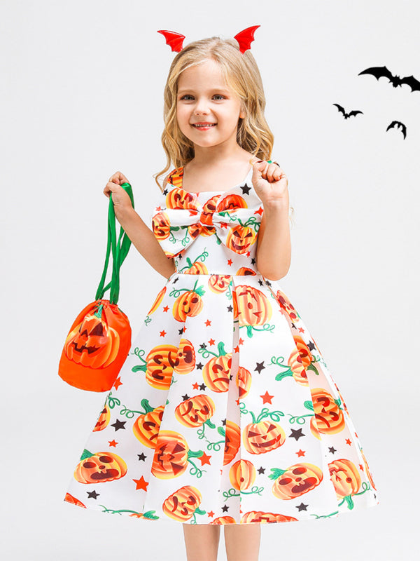 Halloween children's clothing, girls cosplay witch pumpkin performance dress princess dress - Hiccupzz