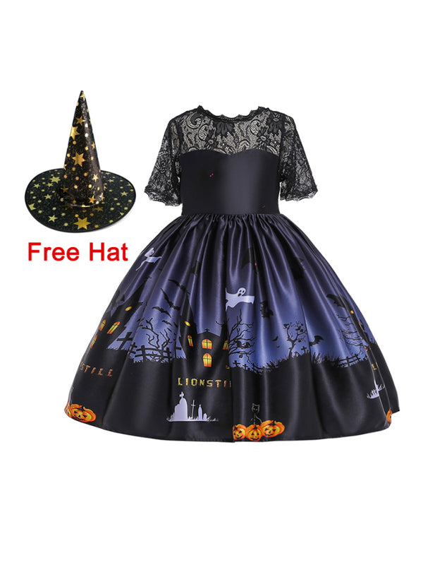 Halloween dressHalloween witch cosplay cosplay dress cartoon children's print dress - Hiccupzz