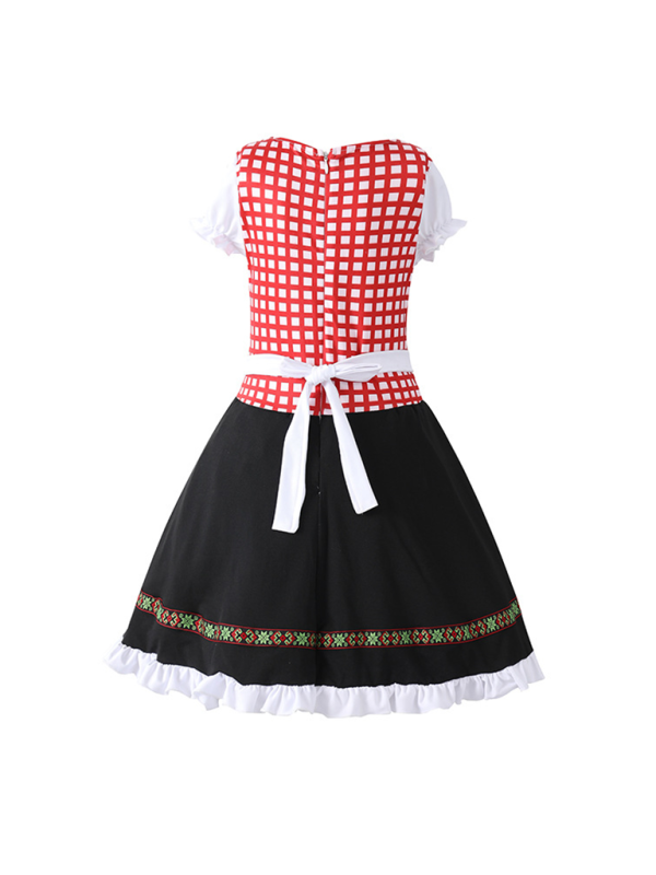 Children's clothing German traditional beer festival suit black and pink plaid print ethnic performance clothing - Hiccupzz