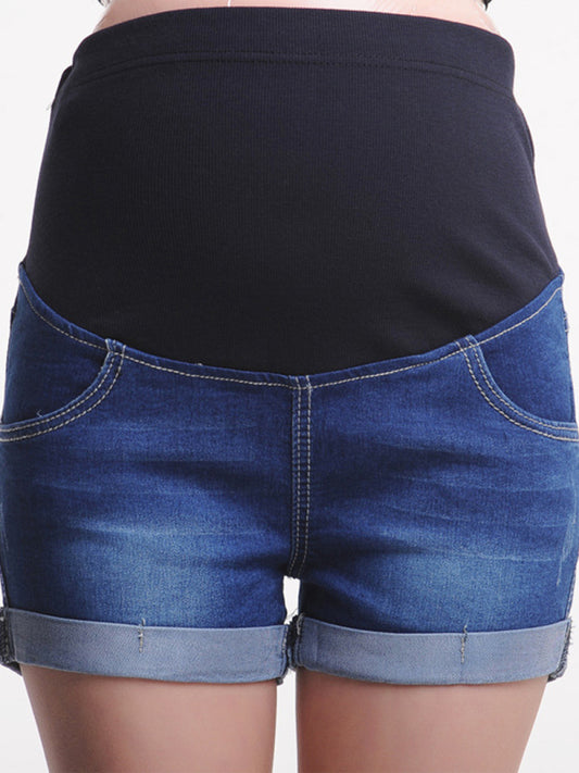 Maternity Denim Casual Tummy Shorts - Hiccupzz