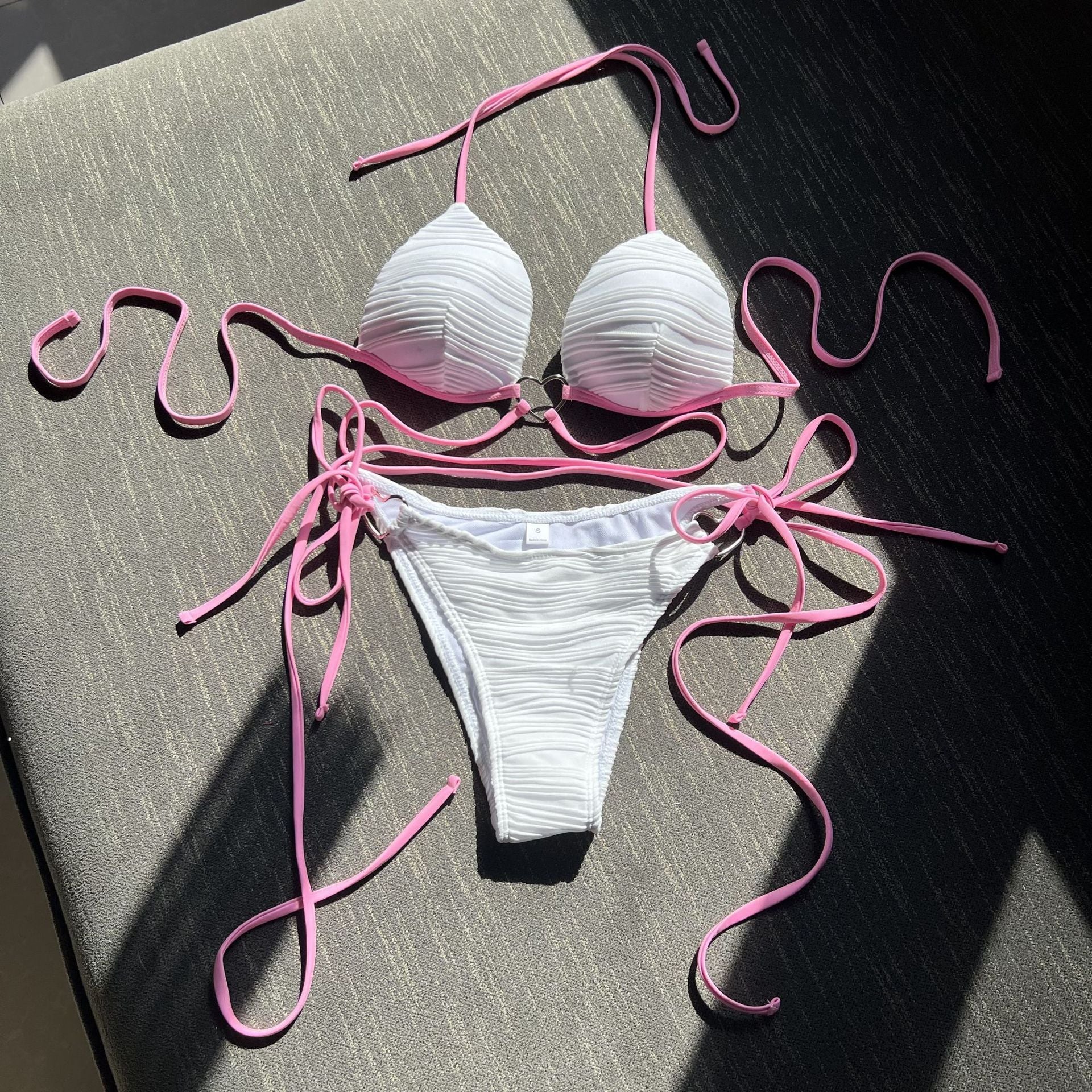 Love Drawstring Straps Hard Cup Bikini Swimsuit - Hiccupzz