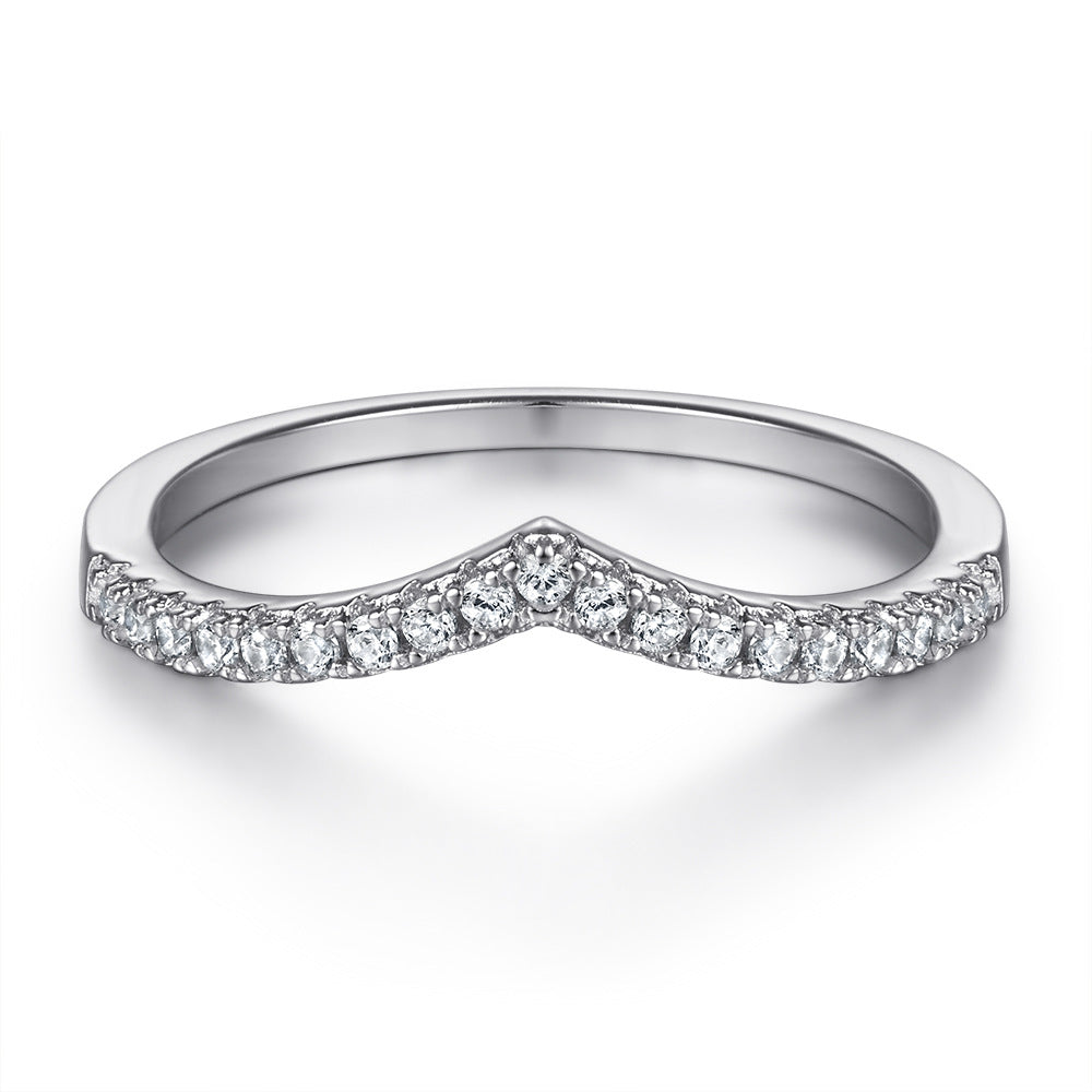Zircon Set Ring V-shaped Row Ring Simulation Diamond - Hiccupzz