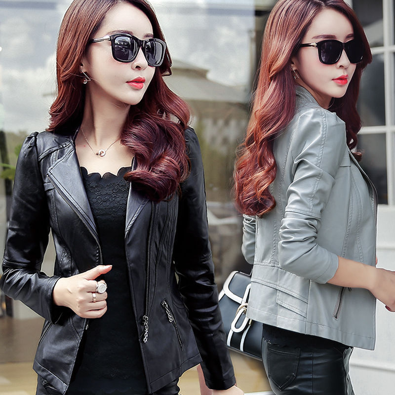 Motorcycle Leather Jacket Large Coat Woman - Hiccupzz
