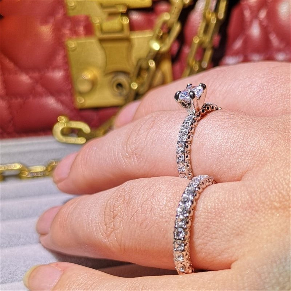 Couple ring European and American fashion ladies ring zircon ring - Hiccupzz