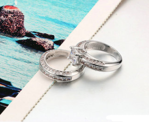 Fashion personality square zircon women's ring ring Platinum plated ring - Hiccupzz