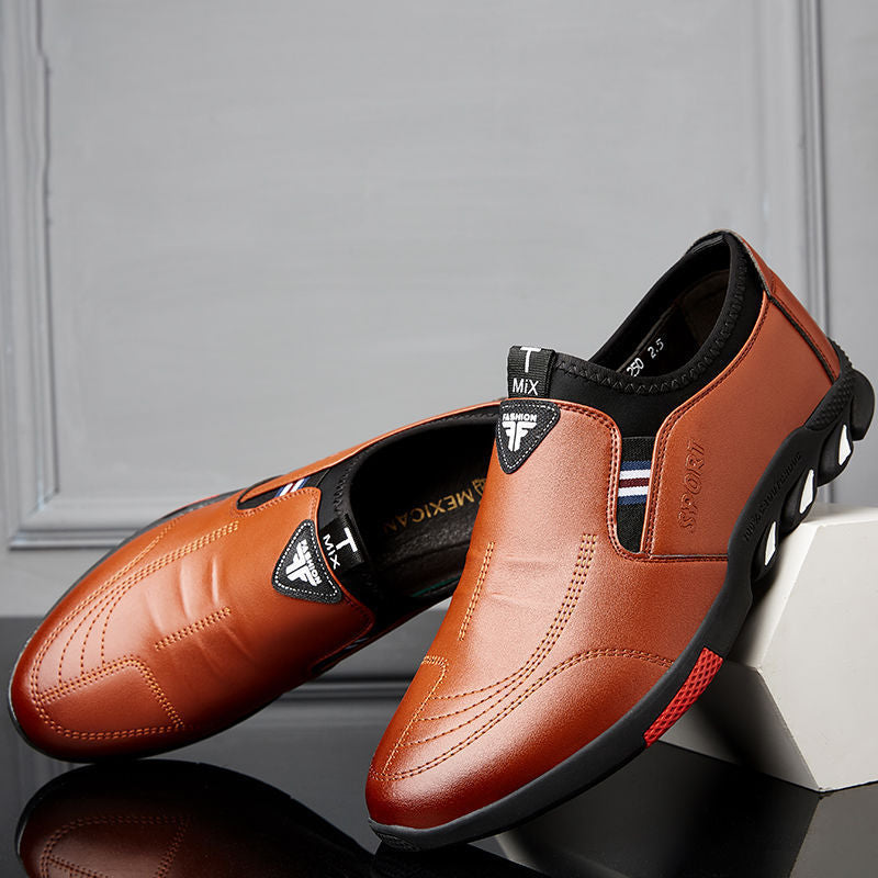 New Style Casual Leather Shoes Men's Breathable Board Shoes Soft Leather Casual Shoes - Hiccupzz