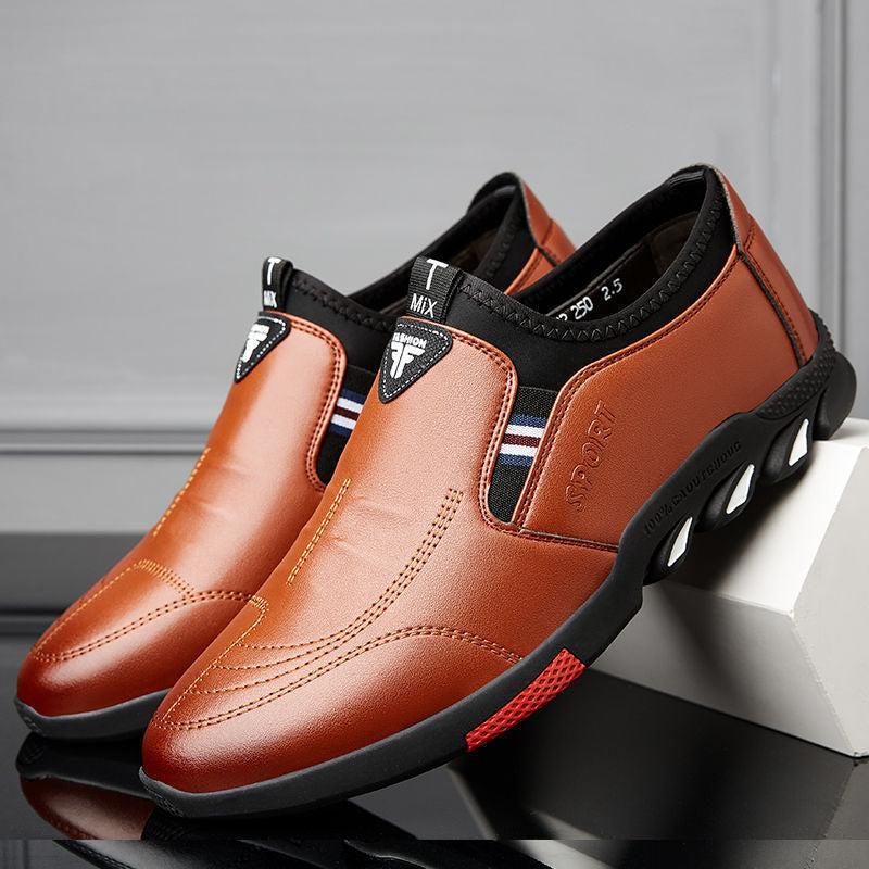 New Style Casual Leather Shoes Men's Breathable Board Shoes Soft Leather Casual Shoes - Hiccupzz