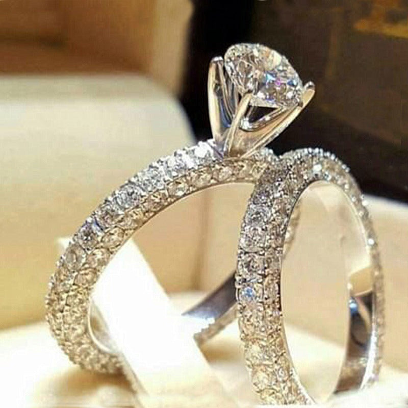 Couple ring European and American fashion ladies ring zircon ring - Hiccupzz