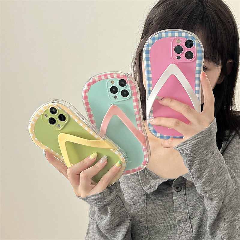 Checkerboard Lattice Creative Slippers Phone Case - Hiccupzz