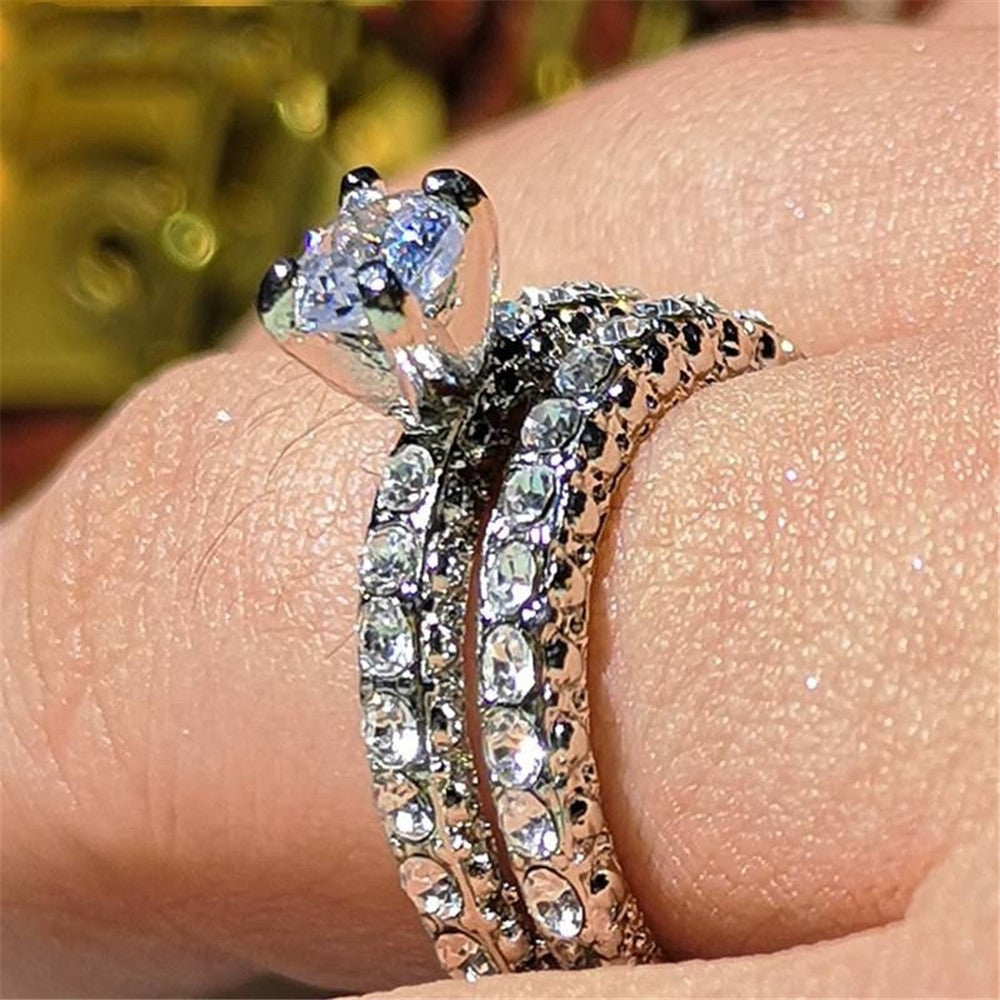 Couple ring European and American fashion ladies ring zircon ring - Hiccupzz