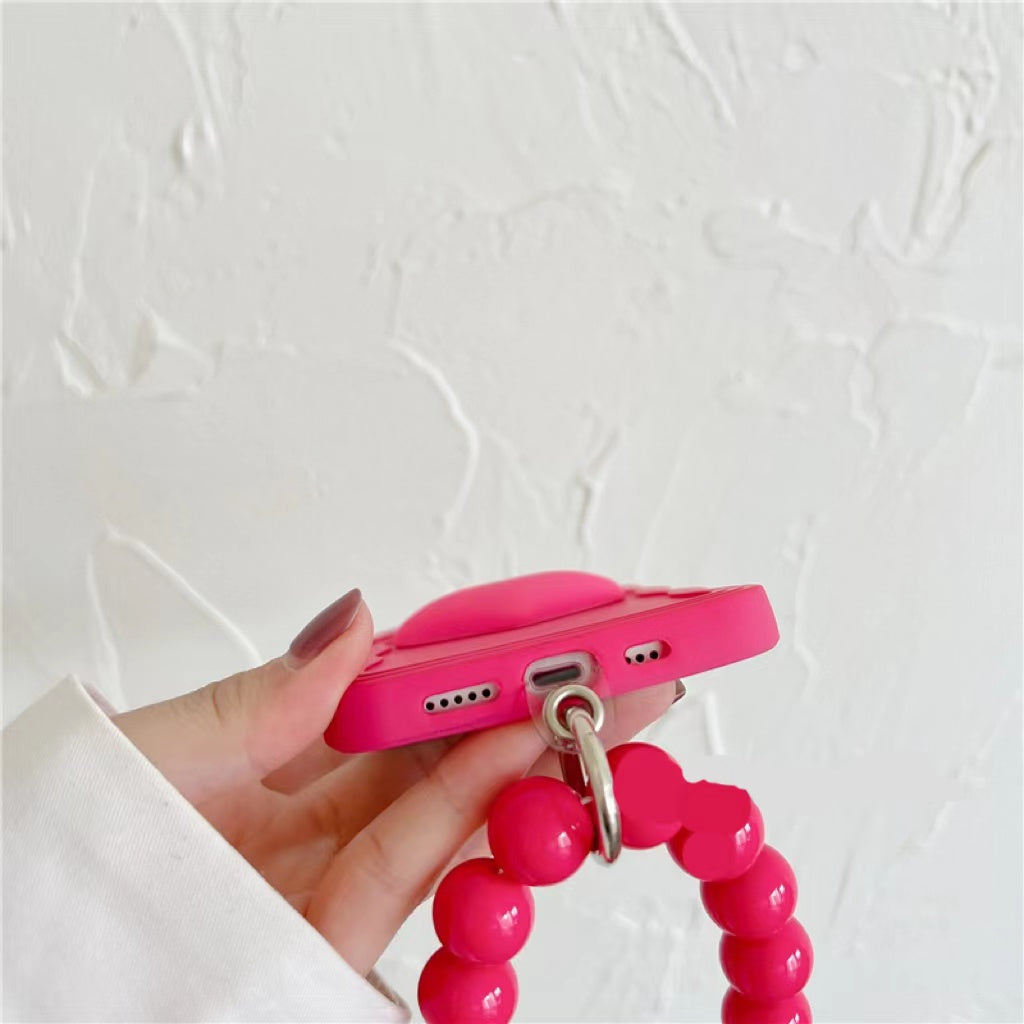 Rose Red Three-dimensional Love Ball Chain Mobile Phone Case Silicone Female Mobile Phone Case - Hiccupzz