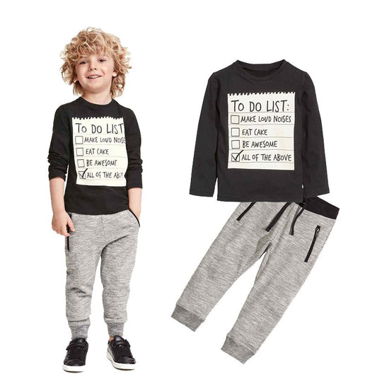 Kids Boys Clothing Set - Baby Boy Casual Cotton Long Sleeve T-Shirt & Pants 2pcs Suit for 3-7 Years - Hiccupzz