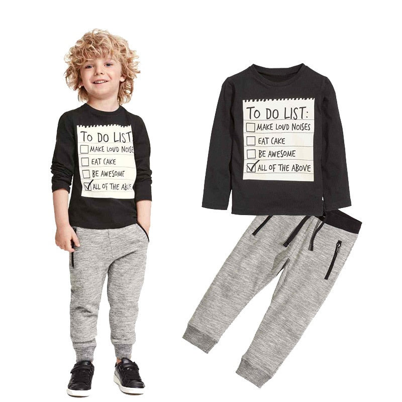 Kids Boys Clothing Set - Baby Boy Casual Cotton Long Sleeve T-Shirt & Pants 2pcs Suit for 3-7 Years - Hiccupzz