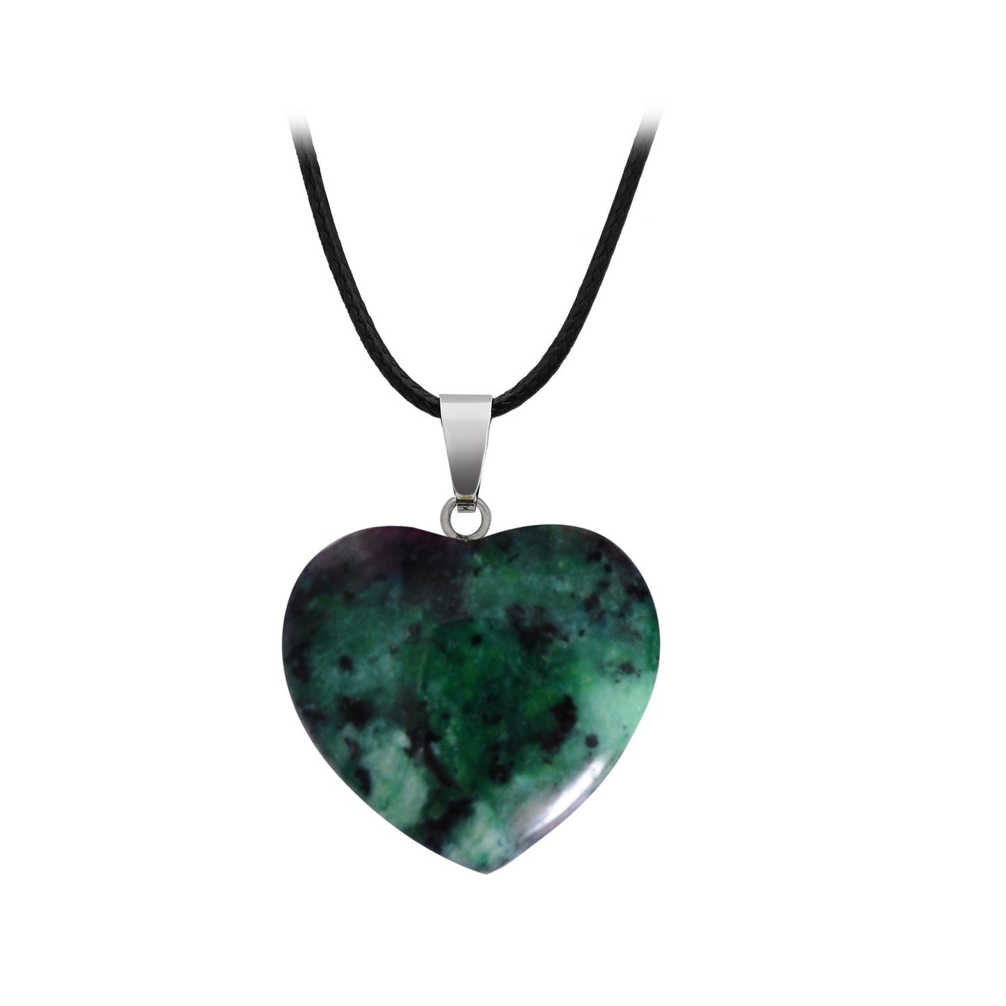 Hand-carved Love Heart Shaped Rough Stone Peach Heart Crystal Necklace - Hiccupzz