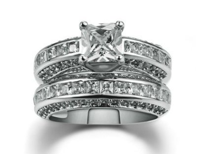 Fashion personality square zircon women's ring ring Platinum plated ring - Hiccupzz