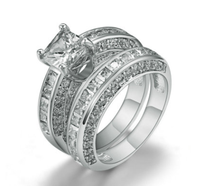 Fashion personality square zircon women's ring ring Platinum plated ring - Hiccupzz
