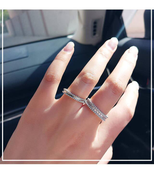 Square diamond zircon ring couple ring - Hiccupzz