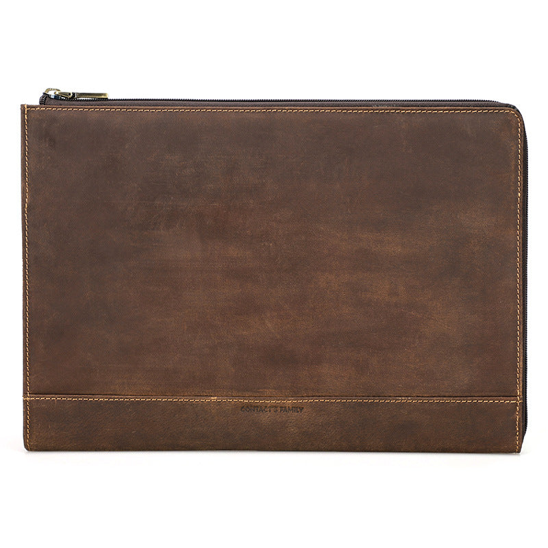 Protective Case Crazy Horse Oil Leather Zipper Laptop Bag - Hiccupzz