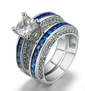 Fashion personality square zircon women's ring ring Platinum plated ring - Hiccupzz