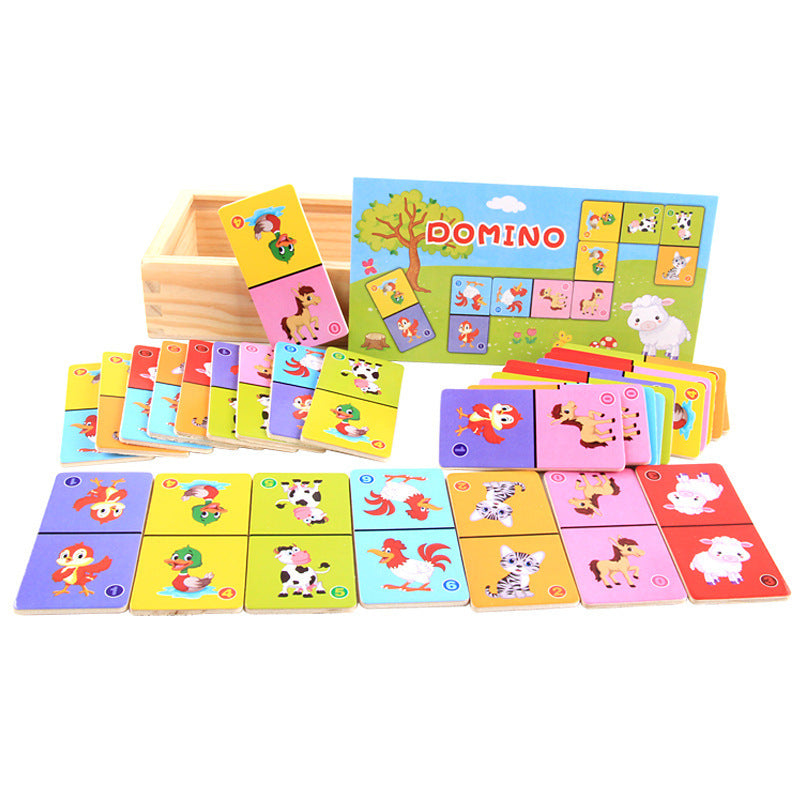 Wooden Solitaire Animal Domino Kids - Hiccupzz