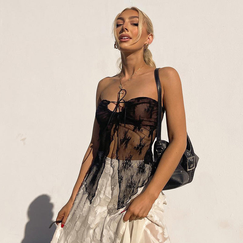 Knitted Tube Top See-Through Ladies Cardigan Top - Hiccupzz