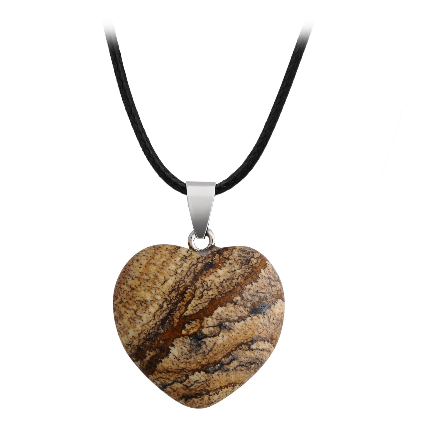 Hand-carved Love Heart Shaped Rough Stone Peach Heart Crystal Necklace - Hiccupzz