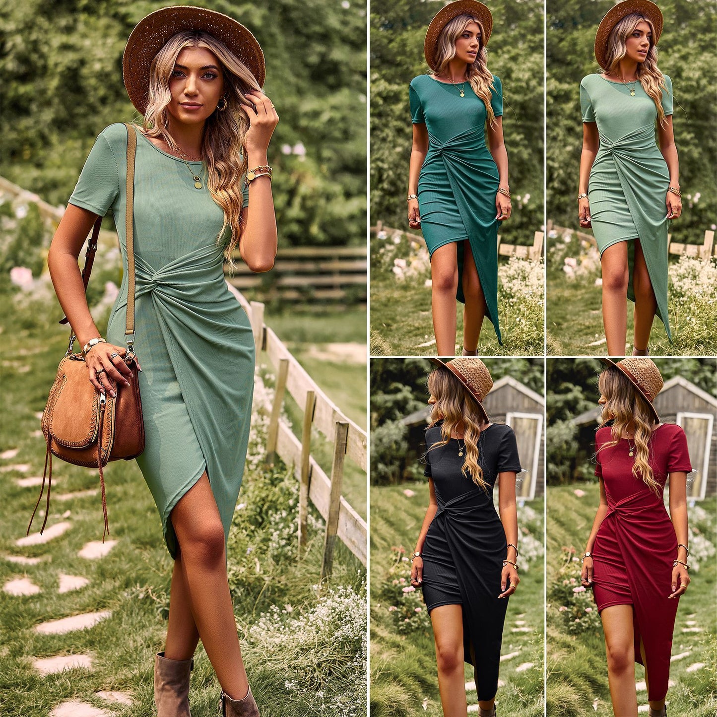 Spring And Summer High Elastic Casual Knitted Dress - Hiccupzz