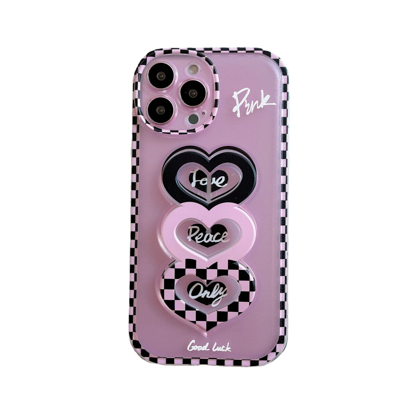 Love Wristband Pink Border Checkerboard Mobile Phone - Hiccupzz