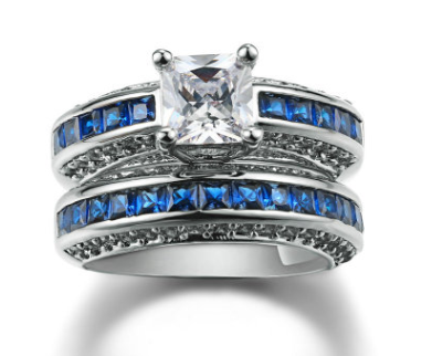 Fashion personality square zircon women's ring ring Platinum plated ring - Hiccupzz