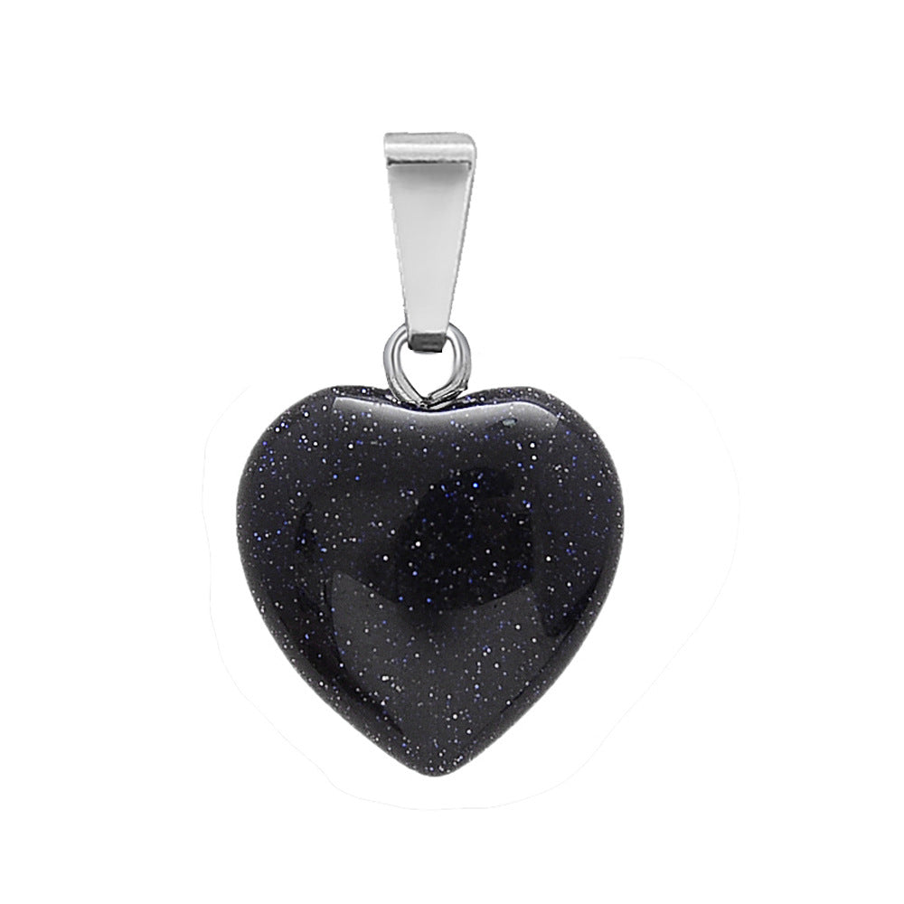 Hand-carved Love Heart Shaped Rough Stone Peach Heart Crystal Necklace - Hiccupzz