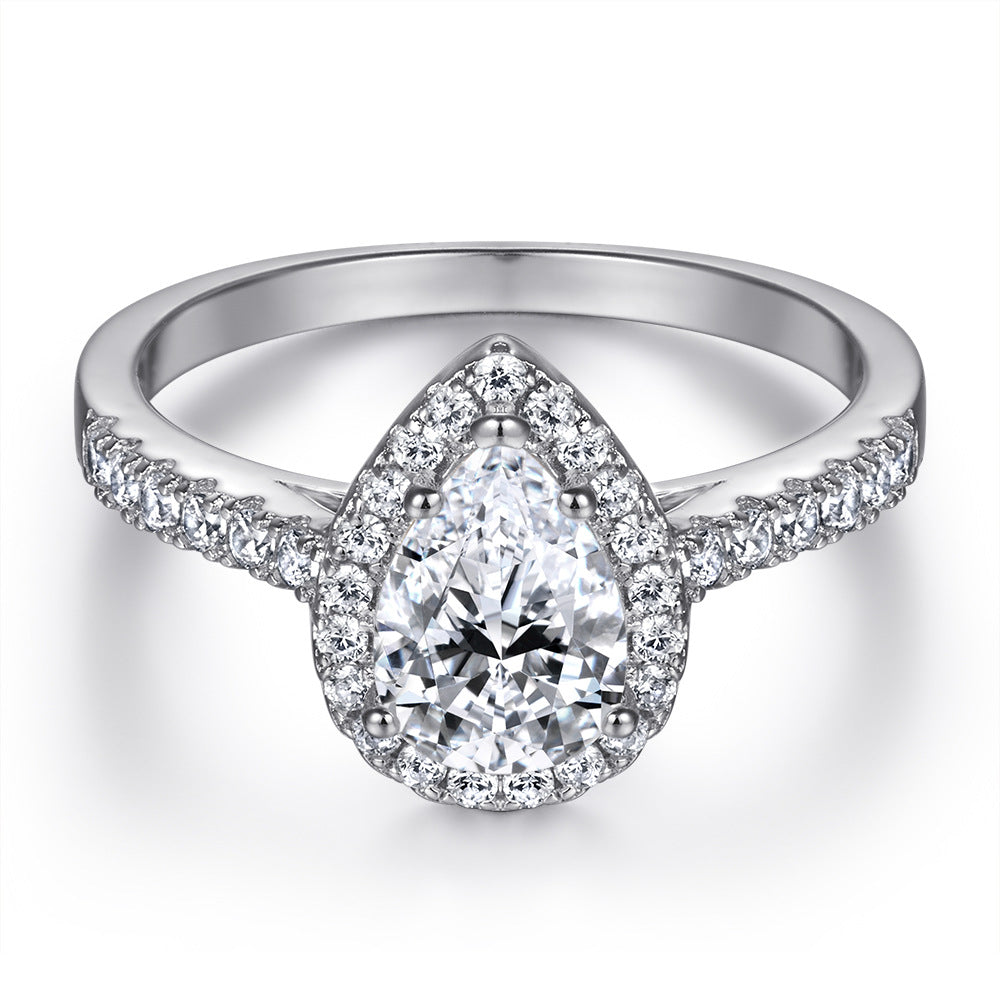 Zircon Set Ring V-shaped Row Ring Simulation Diamond - Hiccupzz