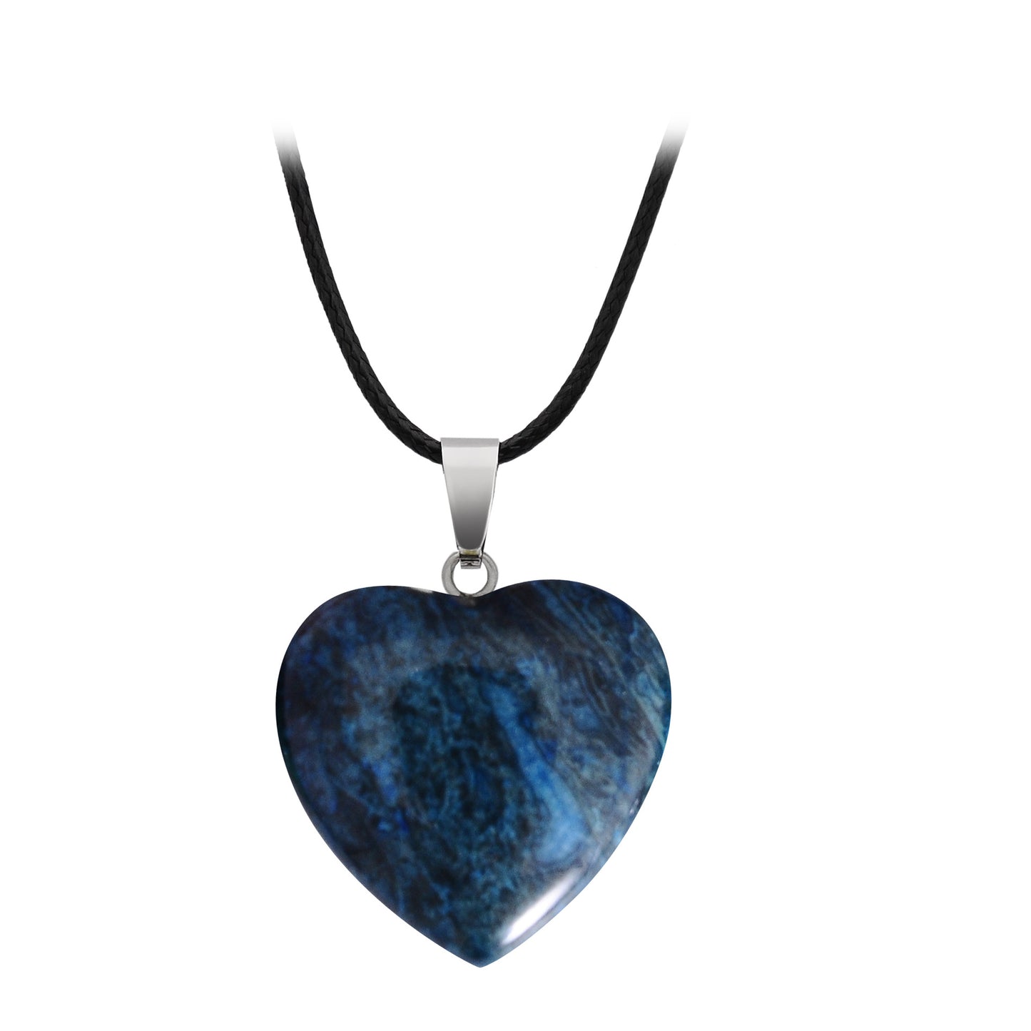 Hand-carved Love Heart Shaped Rough Stone Peach Heart Crystal Necklace - Hiccupzz