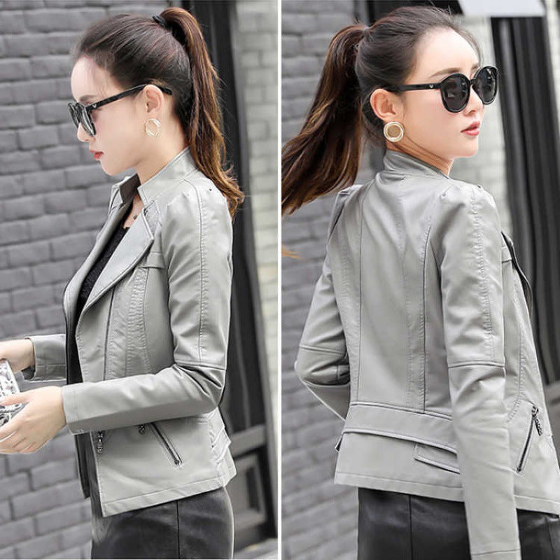 Motorcycle Leather Jacket Large Coat Woman - Hiccupzz