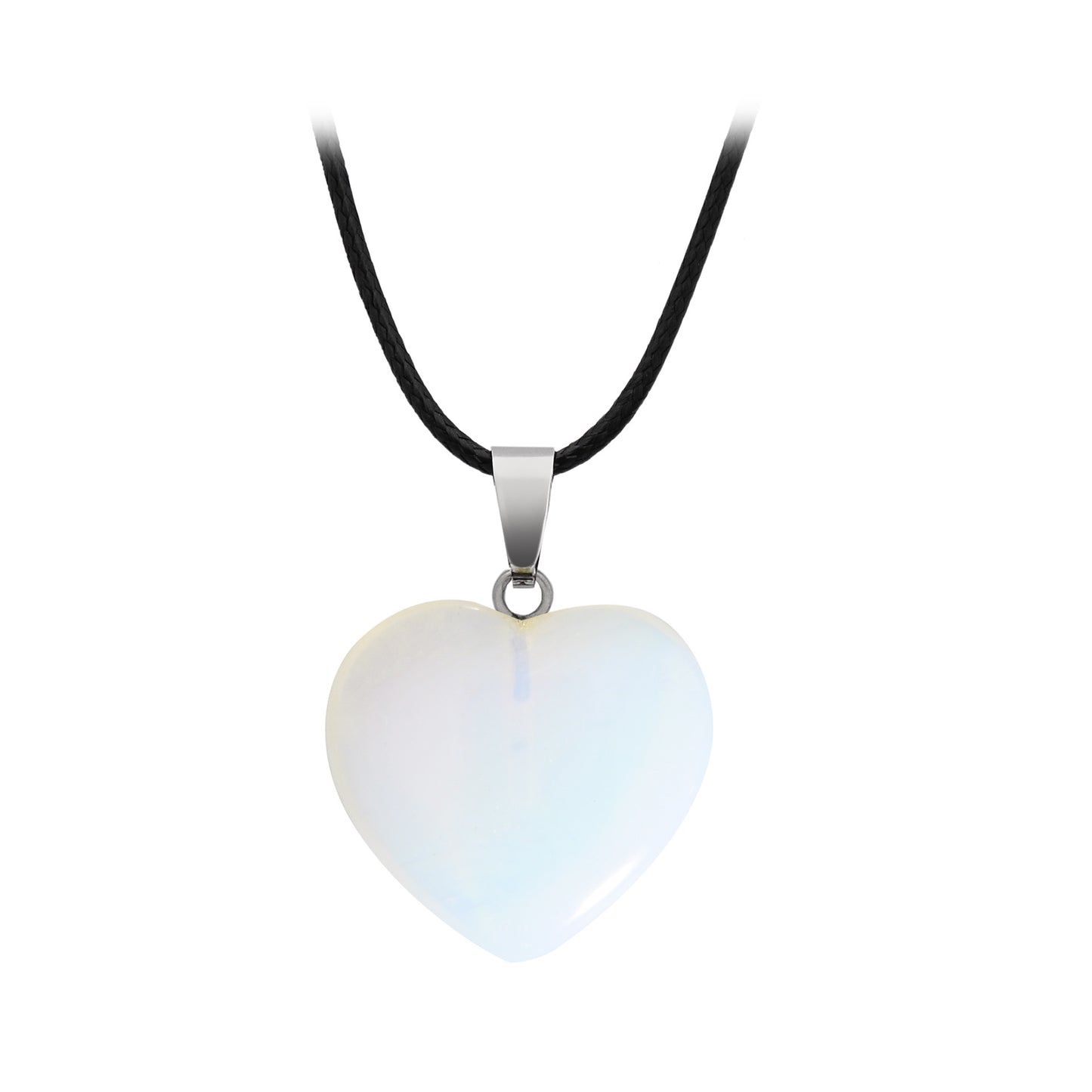 Hand-carved Love Heart Shaped Rough Stone Peach Heart Crystal Necklace - Hiccupzz