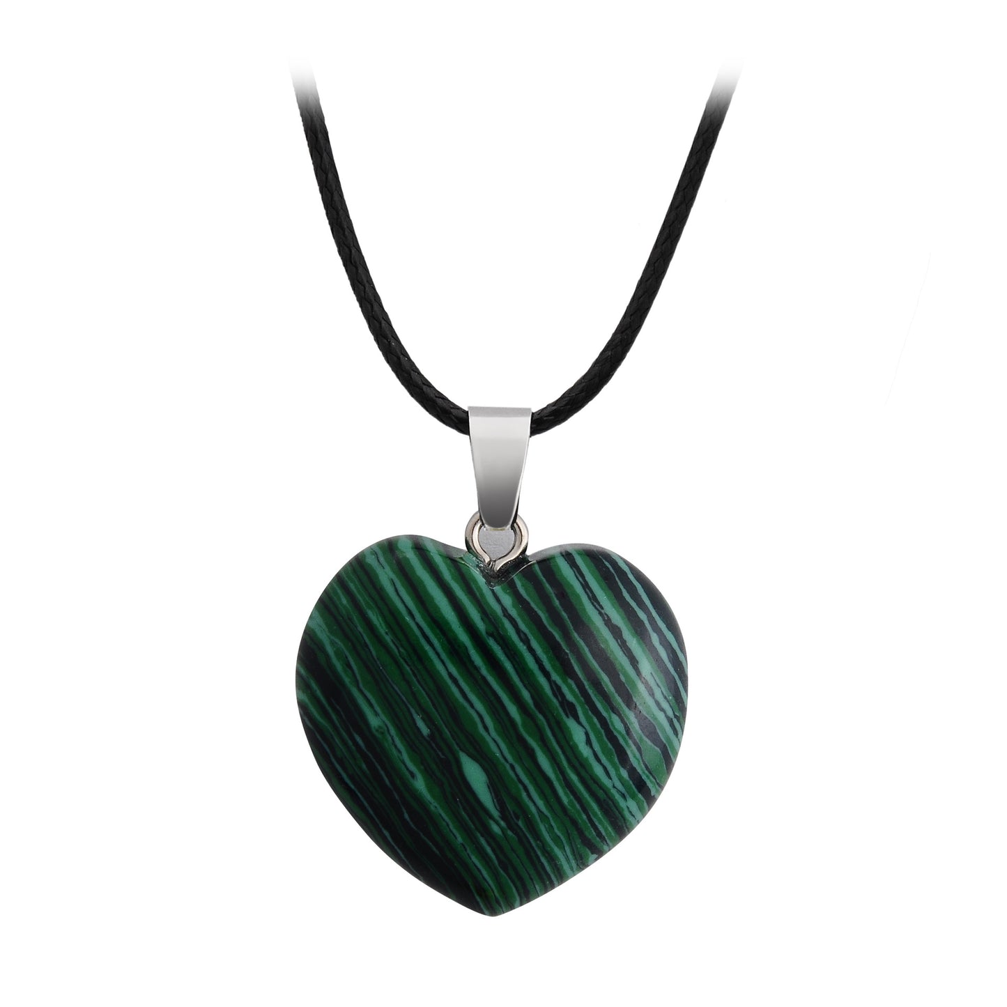 Hand-carved Love Heart Shaped Rough Stone Peach Heart Crystal Necklace - Hiccupzz