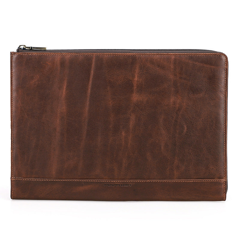 Protective Case Crazy Horse Oil Leather Zipper Laptop Bag - Hiccupzz