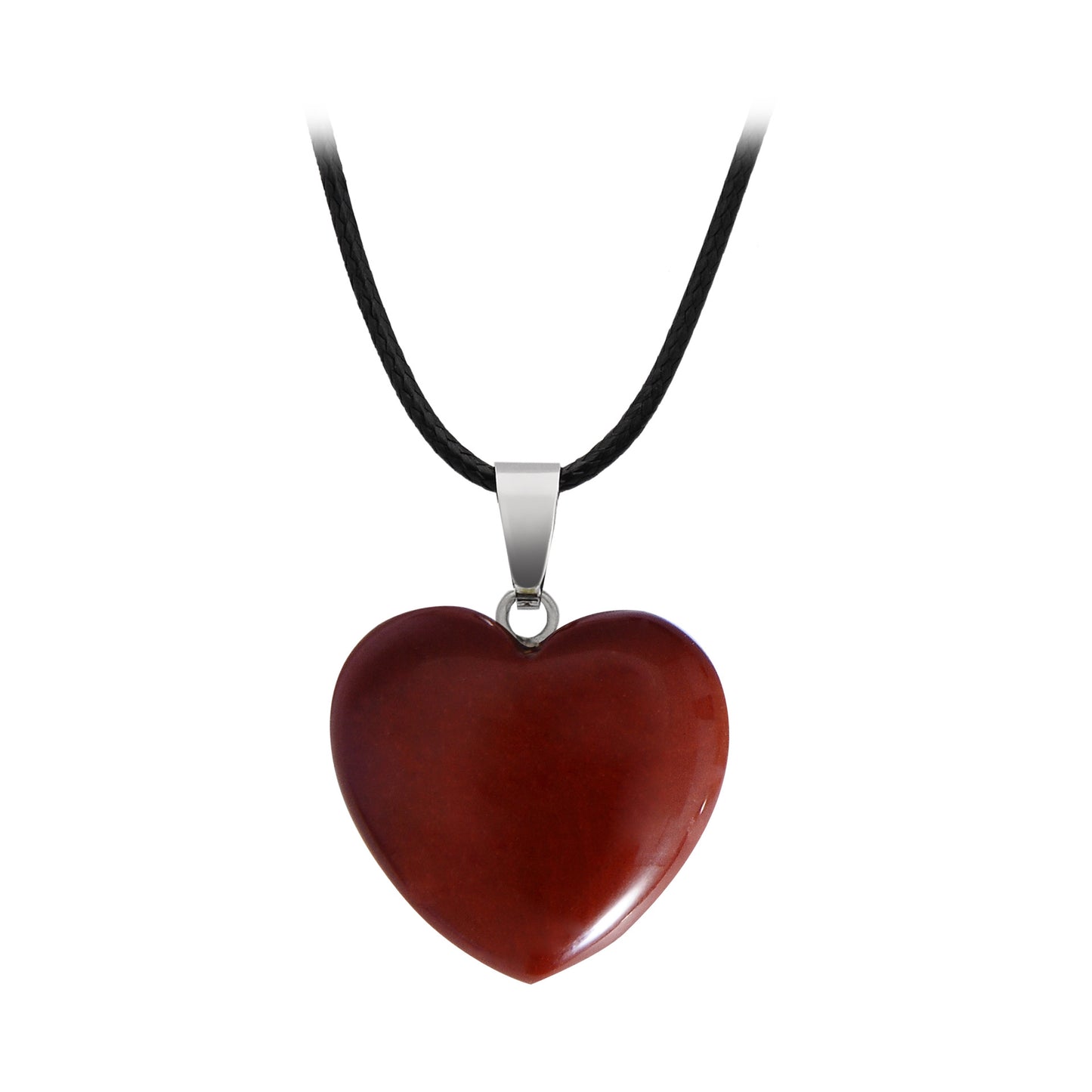Hand-carved Love Heart Shaped Rough Stone Peach Heart Crystal Necklace - Hiccupzz