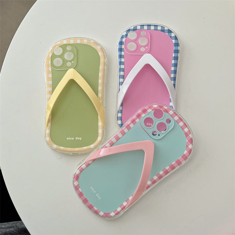 Checkerboard Lattice Creative Slippers Phone Case - Hiccupzz