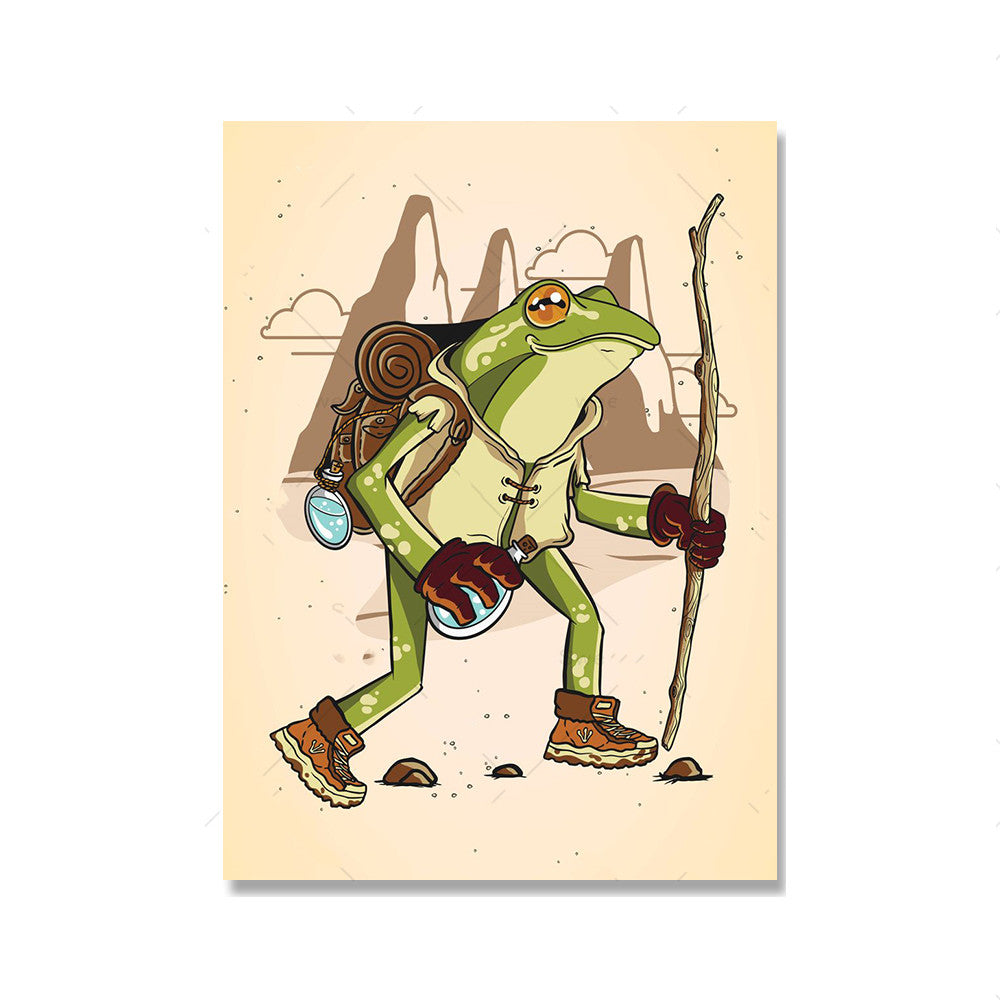 Home Decor Frog Mushroom Canvas Painting Wall Poster - Hiccupzz