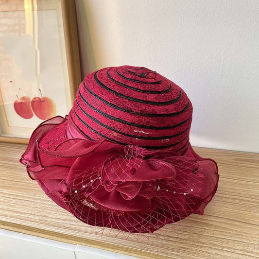 Mesh Straw Embroidered Beach Hat - Hiccupzz
