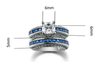 Fashion personality square zircon women's ring ring Platinum plated ring - Hiccupzz