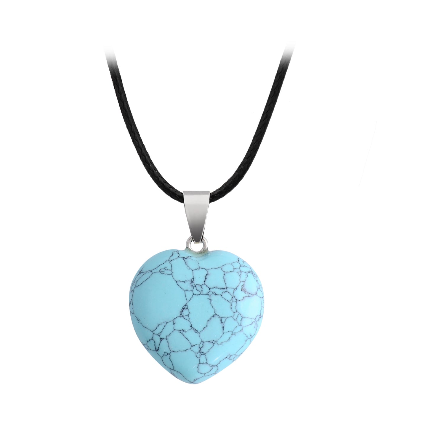 Hand-carved Love Heart Shaped Rough Stone Peach Heart Crystal Necklace - Hiccupzz