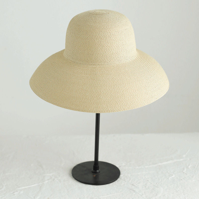 Summer hat new female sun hat folding beach hat big brim travel sunscreen Hepburn wind sun hat travel - Hiccupzz