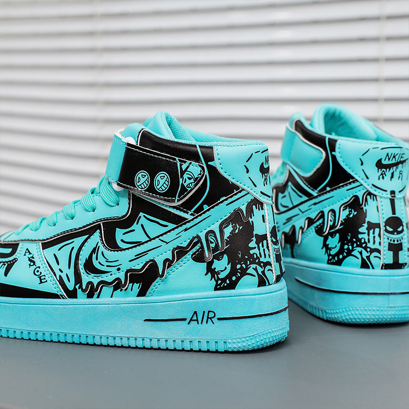 Ziitop Hot Sale Anime Shoes One Piece High-top Sneakers Walking Style Shoes Graffiti Trend Men's Casual Shoe - Hiccupzz