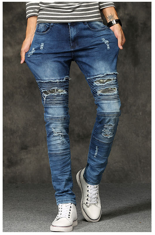 Casual Ripped Denim Pants High Street Jeans For Men - Hiccupzz