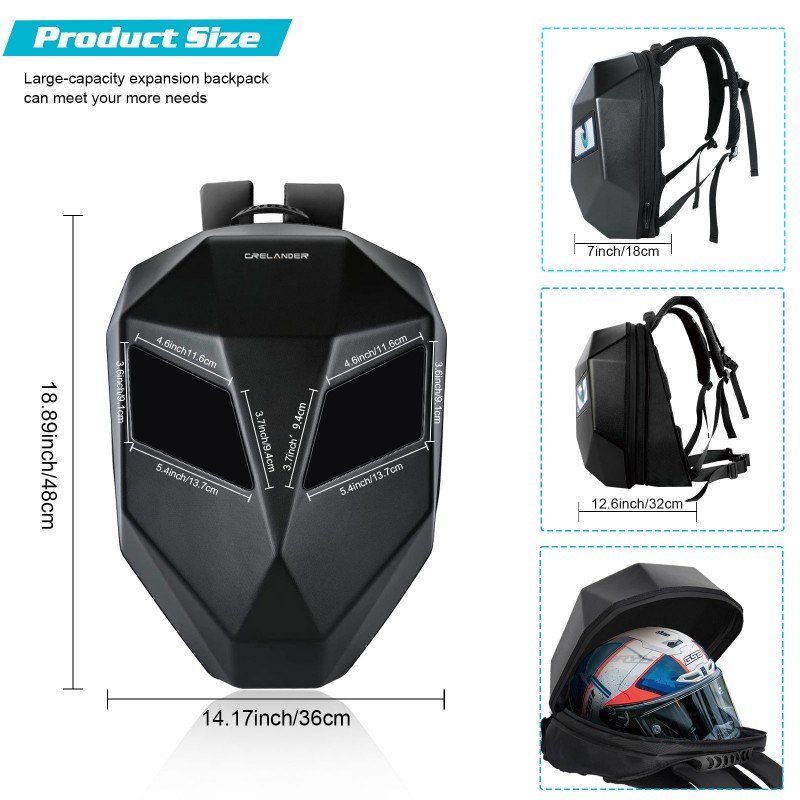 LED Bluetooth Waterproof Hard Case DIY Cool Motorcycle Riding Backpack - Hiccupzz