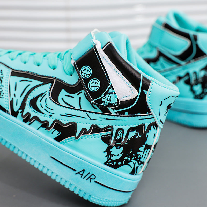 Ziitop Hot Sale Anime Shoes One Piece High-top Sneakers Walking Style Shoes Graffiti Trend Men's Casual Shoe - Hiccupzz