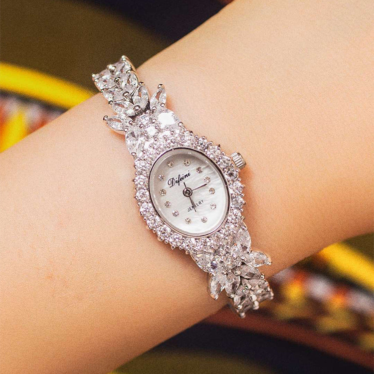 New Diamond Simple Iced Out Baguette Zircon quartz Watch Jewelry Female Watch Band Fancy Ladies Women's MOP Wrist Watches - Hiccupzz
