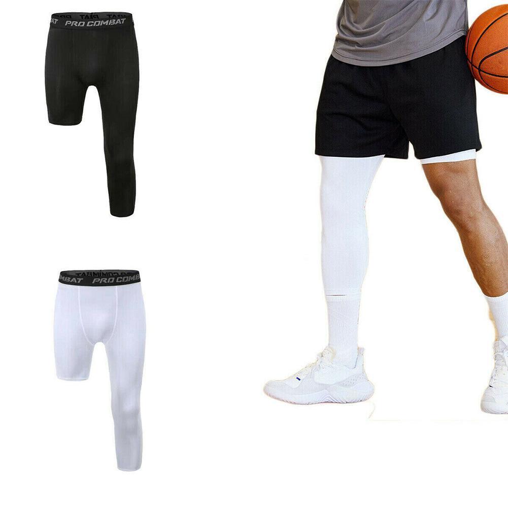 Men One Leg Compression Tights Pants Stretch for Athletic - Hiccupzz
