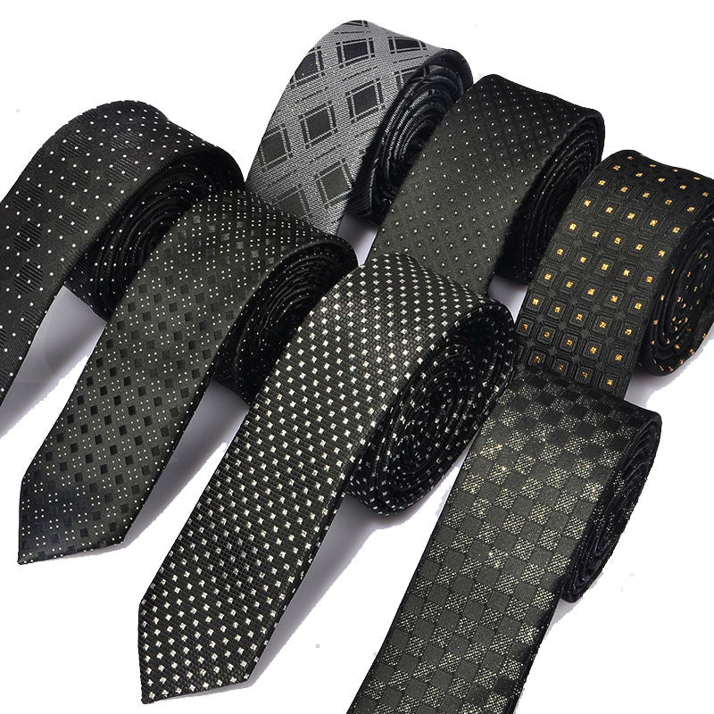 New Men's Casual Slim Ties Classic Polyester Woven Party Neckties Fashion Plaid Dots Man Neck Tie For Wedding Business Male Tie - Hiccupzz